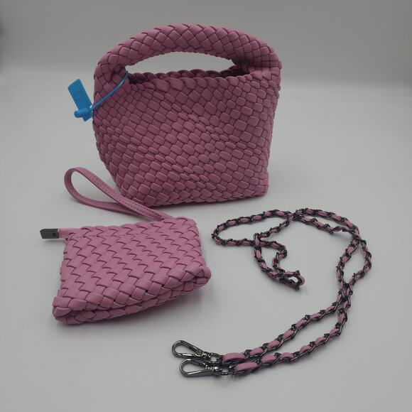 JINMANXUE Small Hand Woven Shoulder Crossbody Bag in Mauve - Picture 1 of 12